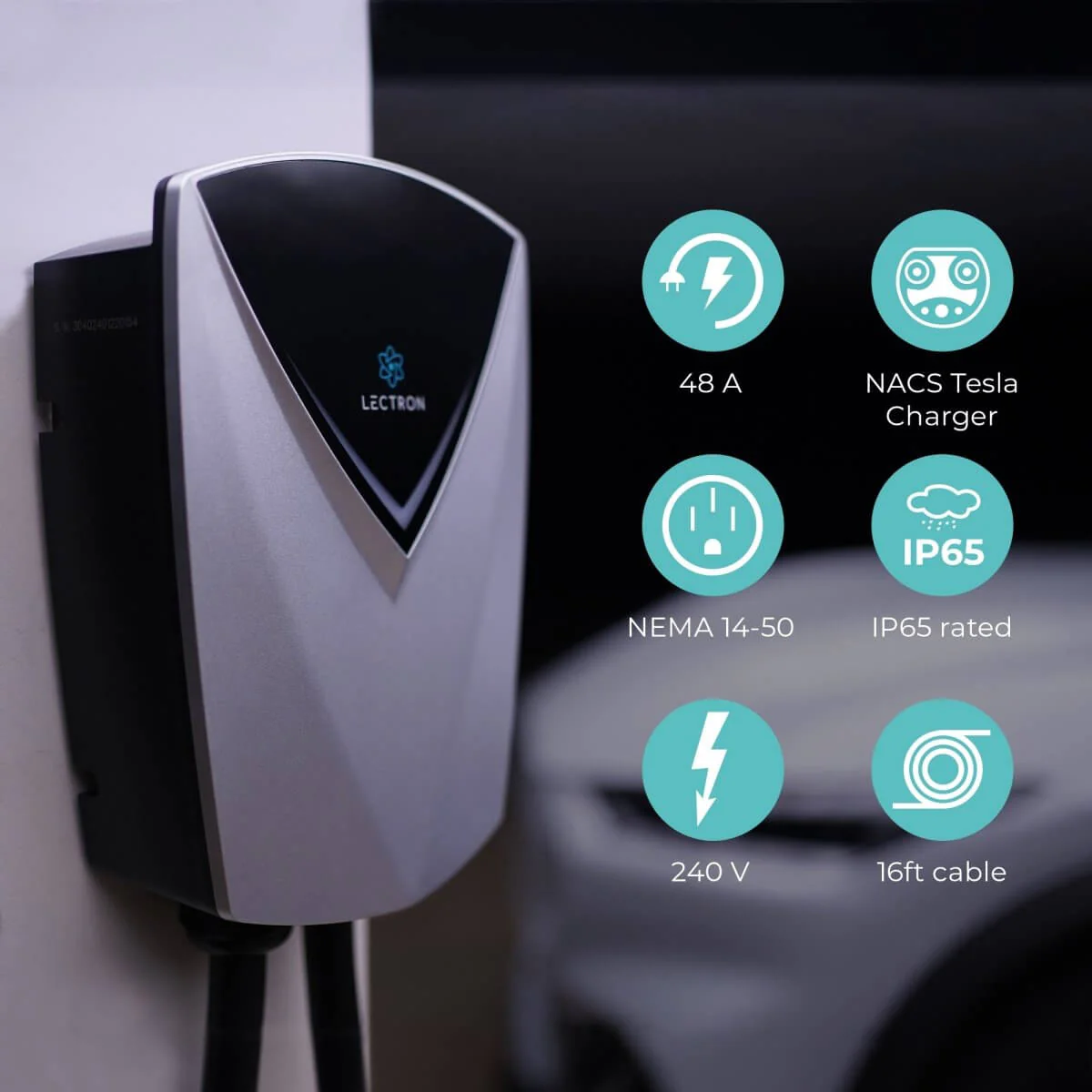 Lectron Home Level 2 NACS Tesla V-BOX Pro EV Charging Station WiFi App Version | 240V | 48 Amp | NEMA 14-50 / Hardwired - Image 7