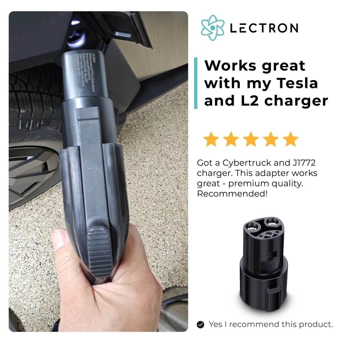 Lectron J1772 to Tesla (NACS) EV Adapter | 240V | 80 Amp - Image 9
