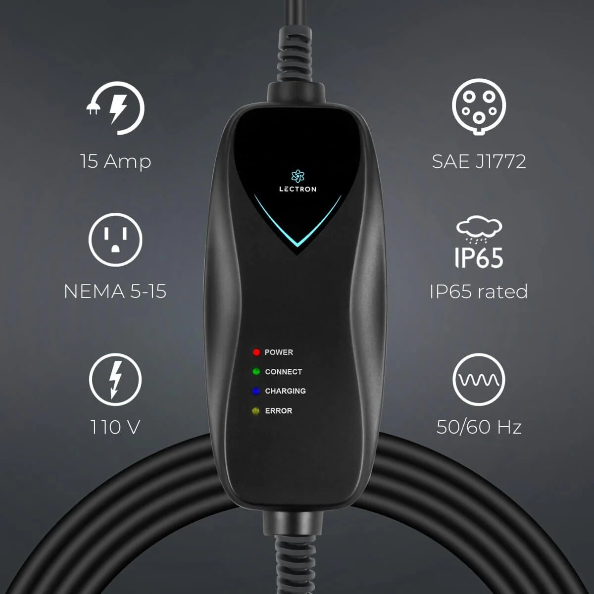 Lectron NACS to CCS Adapter with Interlock | 1000V | 500 Amp + Portable Level 1 J1772 EV Charger (WiFi Version) | 120V | 15 Amp | NEMA 5-15 Bundle - Image 7