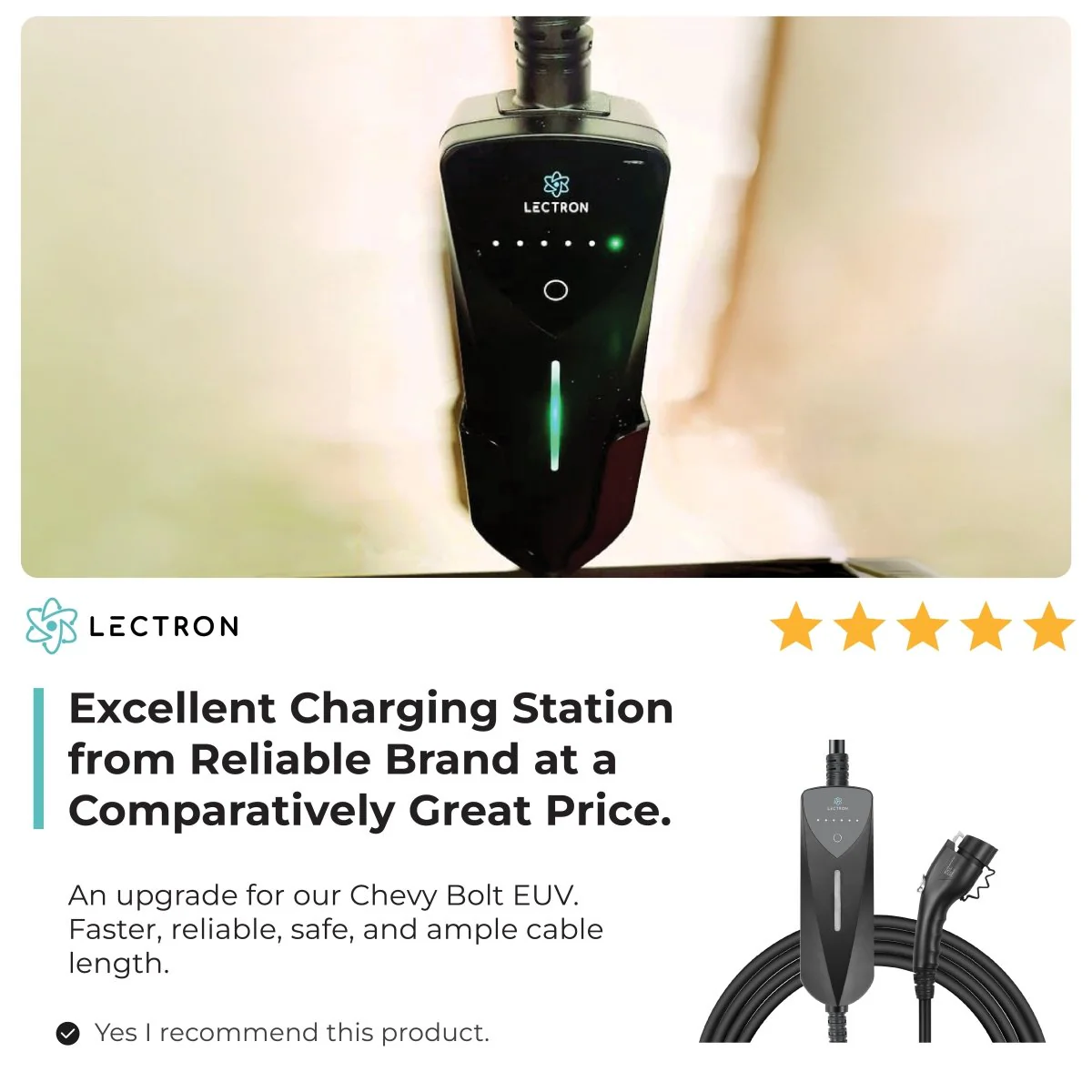 Lectron Portable Level 1 & 2 J1772 EV Charger | 120V & 240V | Adjustable Current 8-40A | NEMA 5-15 & 14-50 - Image 9