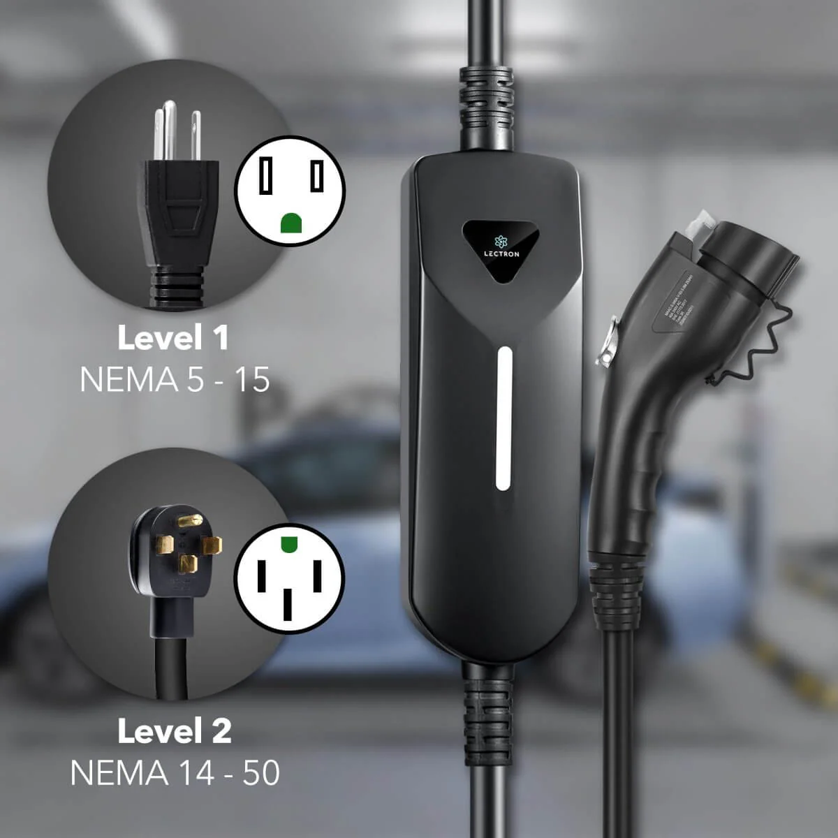 Lectron Portable Level 1 & 2 J1772 EV Charger | 120V & 240V | 12 & 40 Amp | NEMA 5-15 & 14-50 - Image 8