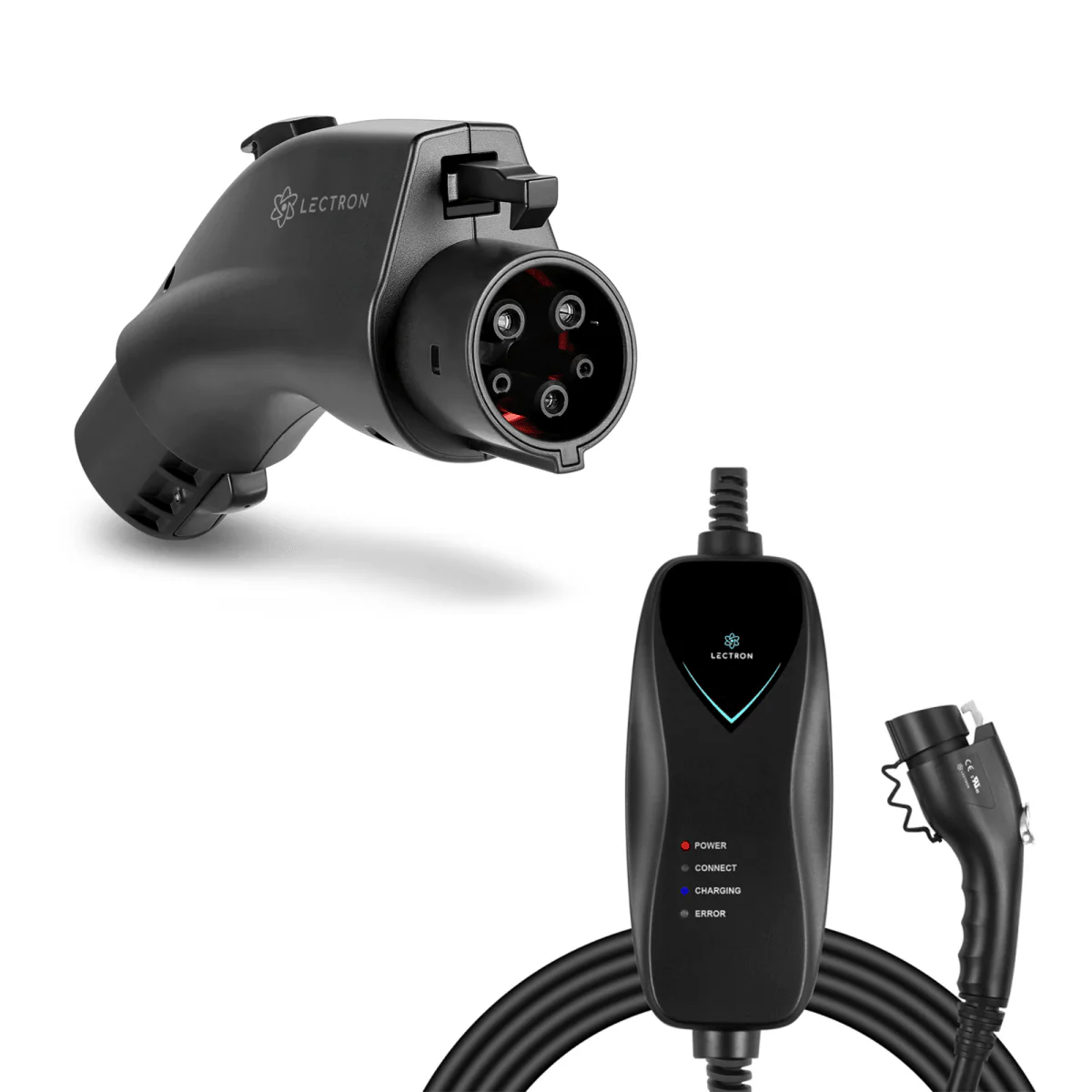 Lectron Portable Level 1 J1772 EV Charger + 80A Tesla to J1772 EV Adapter Bundle | 120V | 15 Amp | NEMA 5-15