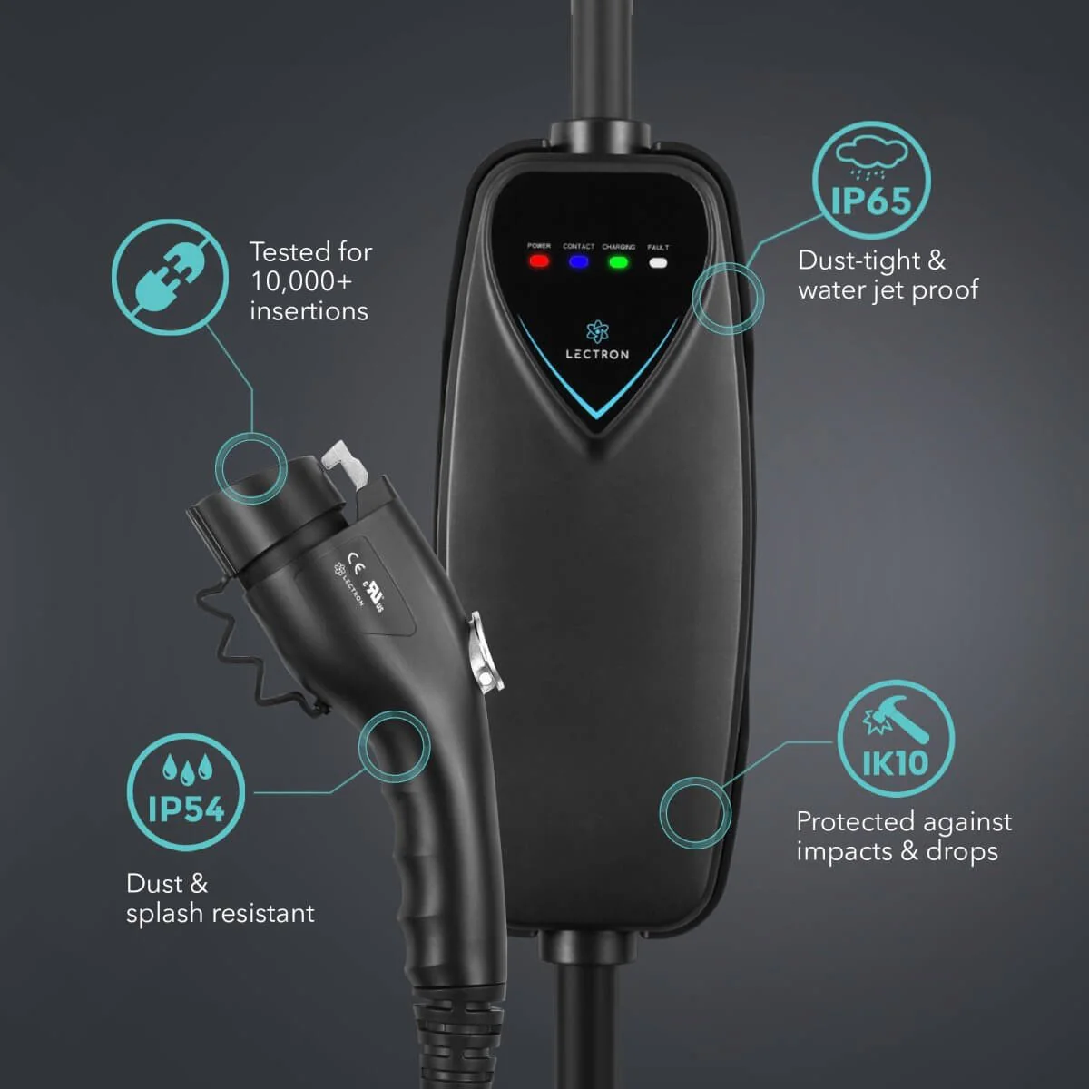 Lectron Portable Level 2 J1772 EV Charger + Tesla Supercharger (NACS) to CCS Adapter Bundle (Charger: 40A / 240V / NEMA 14-50 | Adapter: 500A / 1000V) - Image 3