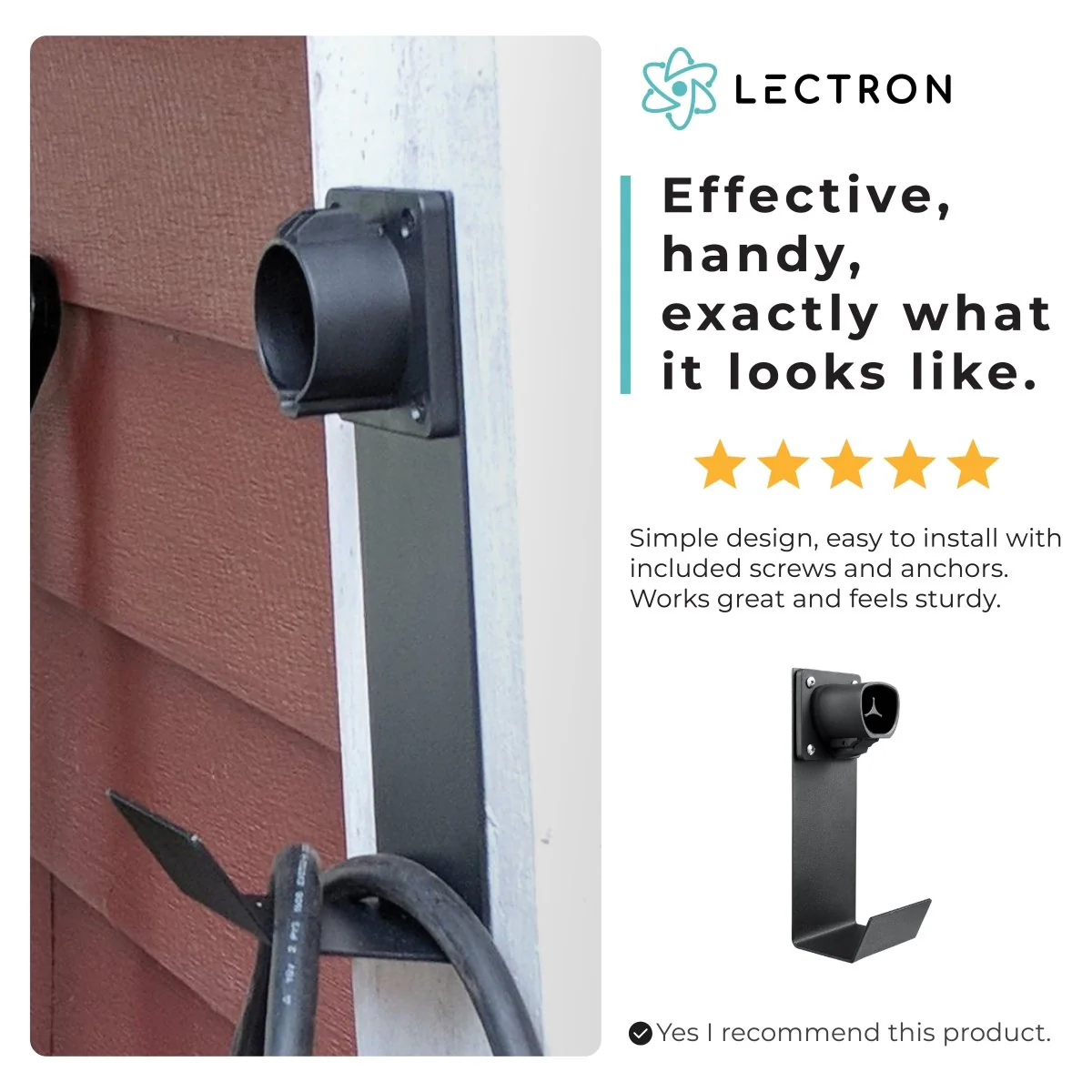 Lectron Tesla NACS EV Charger Nozzle Holster Dock & J-Hook | Cable Management - Image 7