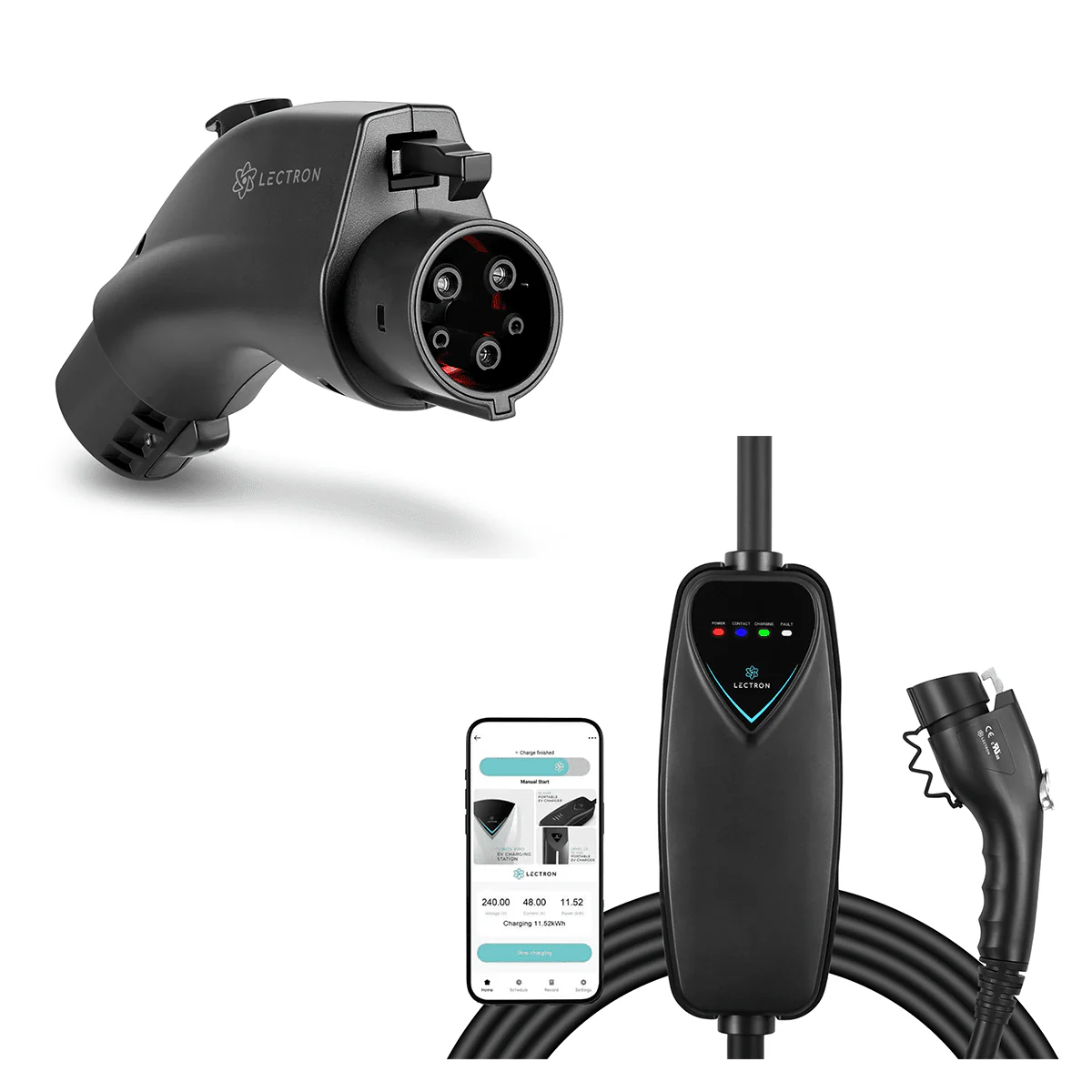 Lectron Tesla to J1772 EV Adapter (80A) + Level 2 J1772 Charger (WiFi Version) | 240V | 40 Amp | NEMA 14-50 Bundle